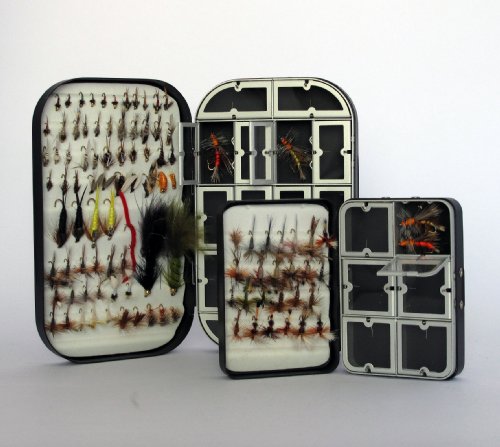 2 Fly Boxes + 100 Assorted Fly Fishing Flies