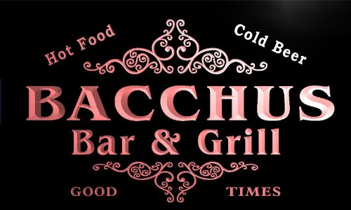 u01825-r BACCHUS Family Name Bar & Grill Cold Beer Neon Light Sign Enseigne Lumineuse