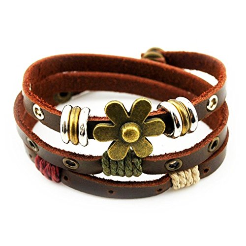 Zikker Charm Art Metal Adjustable Leather Wrap Bracelet