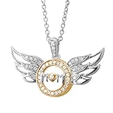 Sterling Silver Heart Love Angel Wing Mothers Day Diamond Pendant Necklace (GH, SI3-I1, 0.25 carat)