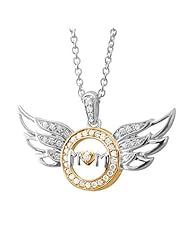 Sterling Silver Heart Love Angel Wing Mothers Day Diamond Pendant Necklace (GH, I1-I2, 0.25 carat)