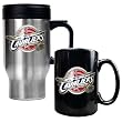 Cleveland Cavaliers NBA Stainless Steel Travel Mug & Black Ceramic Mug Set - Primary Logo