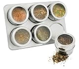 Stainless Steel Spice Rack with 6 Magnetic Jars