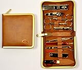 11pc Face and Manicure/pedicure Set Brief Case Clippers Tweezers Nail Care, Leather Travel & Grooming Kit