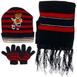 Toddler Soccer Knit Hat Gloves and Scarf Set - Red Navy W20S15A