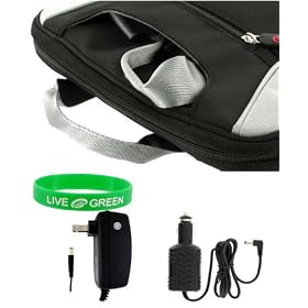 Acer Aspire One AOA110-1995 8.9-Inch Netbook Carrying Bag Case with 12v Car and Wall Charger - Black / Grey