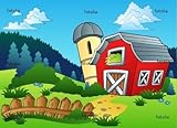 Wallmonkeys Peel and Stick Wall Decals - Landscape with Farm and Fence - 60