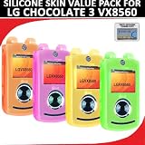 Silicone Skin 4 pc. Value Pack for your LG Chocolate 3 VX8560 (Yellow, Orange, Green, Light Pink) Bonus DBRoth Microfiber Cleaning Cloth Included