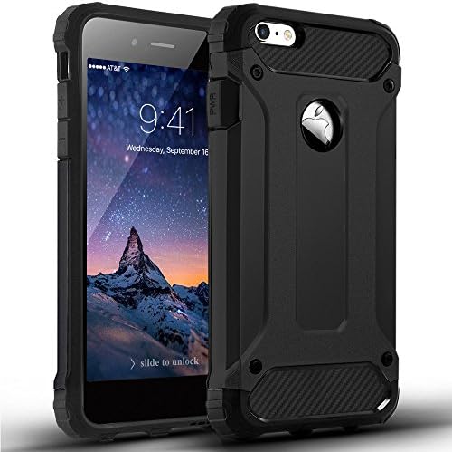 iphone 6 Plus Case,DUDETOP®Ultra-thin Shockproof Scratch-Resistant Resist Cracking Protective Cover Hard PC Soft Silicone Back Case Skin for Apple iphone 6s Plus 5.5" Inch (Black)