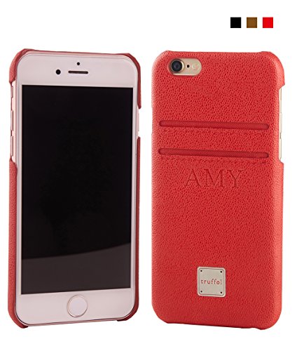 Rose Gold iPhone Italian Leather Case, Truffol Intelli iPhone 6 / 6s (4.7") RFID Blocking/Friendly (Red)