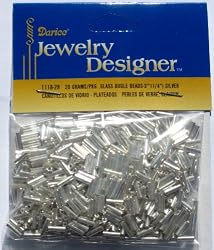1/4 In. Glass Bugle Beads, Silver, 20 Gram/Pkg