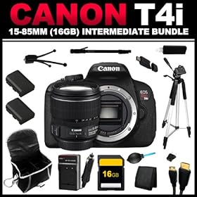 Canon EOS Rebel T4i 18.0 MP CMOS Digital Camera Full HD Movie Mode (Body Only) + Canon EF-S 15-85mm f/3.5-5.6 IS USM UD Wide Angle Zoom Lens for Canon Digital SLR Cameras (16GB Intermediate Bundle) 6558B001
