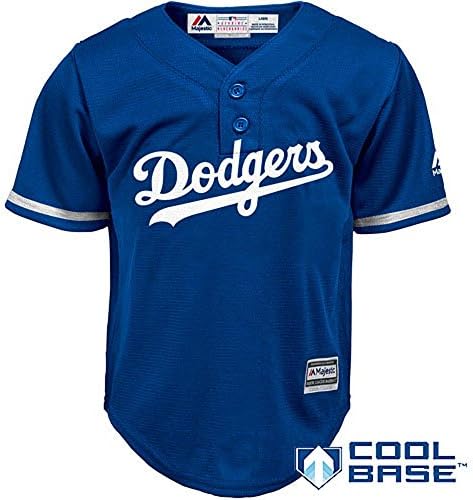 Los Angeles Dodgers MLB Kids Sizes 4-7 Cool Base Henley Alternate Team Jersey Blue (Kids Medium 5/6)