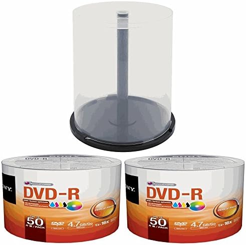 2 X Sony 50 Pack Ink-Jet Printable DVD-R (100 total DVD's) - Includes Storage Spindle