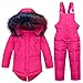 JELEUON Baby Girls Two Piece Winter Warm Hooded Cute Snowsuit Puffer Down Jacket with Snow Ski Bib Pants 4-5 Years