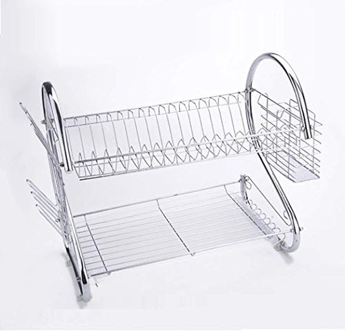 WOOKRAYS 2 Tiers Kitchen Dish Cup Drying Rack Drainer Dryer Tray Cutlery Holder Organizer