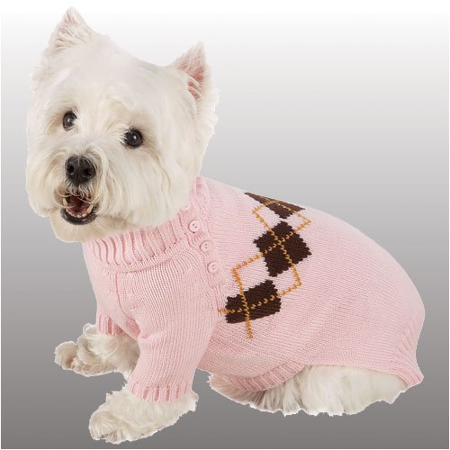 Childrens Toyshop  Pet Supplies : Argyle Pink Dog Sweater Medium - Dog Winter Sweater