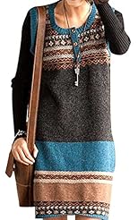 Cotton/Wool/Knit Illusion Flared-Skirt  Dress