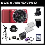Sony Alpha NEX-3 Interchangeable Lens Digital Camera w/18-55mm Lens (Red) P ....