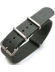 MiL Grey Nato 22mm Heat Sealed Heavy Nylon G10 Watch Band, Brushed Hareware