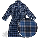 Blue and Black Plaid Flannel Bath Robe for Men