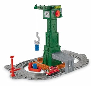 Thomas & Friends - Circuito portátil Grúa Cranky, accesorios para tren de juguete (Mattel R9112)