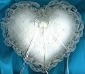New Ivory Heart Ring Pillow with Pearl and Lace Trim Bridal Accessory (1917P)