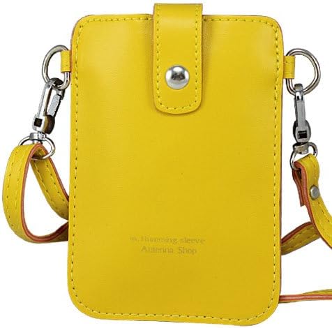 LeexGroup® HOT!!! Yellow Leather Strap Shoulder Pouch Bag Case for Apple iphone 4 4s iphone 5 Samsung Galaxy i9300 S3 HTC ONE X Blackberry Nokia Sonny LG Sell Phones etc.
