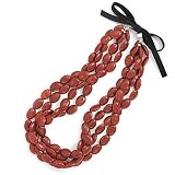 18 Inch 4 Strand Red Oval Sponge Coral Bead Necklace