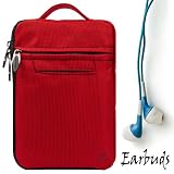 RED FIRE JACKET Smooth Nylon Feel Protective Durable Quality Sleeve with accessories compartment For Amazon Kindle Fire Full Color 7" Multi-touch Display, Wi-Fi + Includes a Crystal Clear High Quality HD Noise Filter Ear buds Earphones Headphones ( 3.5mm Jack )