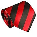 Paul Malone Krawatte 100% Seide rot schwarz gestreift schwere Qualität