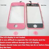 Pink Touch Screen Digitizer Front Glass Faceplate Lens Part Panel with Metal Frame Cover Case for Apple iPhone 4 4G G ~ Mobile Phone Repair Parts Replacement