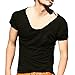 Zbrandy Men's Scoop Neck Solid T Shirts With Sexy Rolling Border