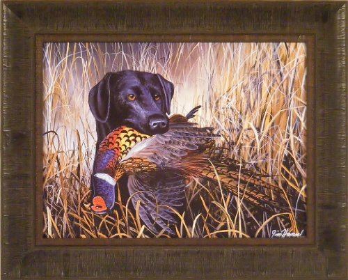 Bird Season by Jim Hansel 15x23 Black Lab Labrador Pheasant Hunting Dog Framed Art Print Wall Décor Picture