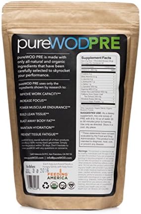 pureWOD PRE - All Natural, Paleo and Vegan Approved Pre Workout Supplement For Crossfit and High Intensity Training. Increase Energy, Build Strength, Boost Endurance, and Improve Power - No Chemicals or Artificial Ingredients of Any Kind