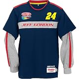  : Chase Authentics Jeff Gordon Long Sleeve Faux Layered Pit Crew Tee Youth (8-20)