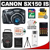 Canon PowerShot SX150 IS 14.1 MP Digital Camera (Black) with 8GB Card + Bat ....
