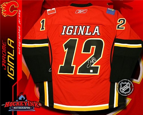 Jarome Iginla Autographed/Hand Signed Calgary Flames Red Reebok Premier Jersey