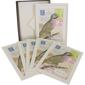 Parakeet Cavallini Boxed Cards and Envelopes Set of 10 with Vintage Look One