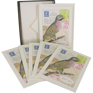 Parakeet Cavallini Boxed Cards and Envelopes, Set of 10 with Vintage Look