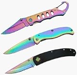 3 Piece Rainbow Folding Knife Set