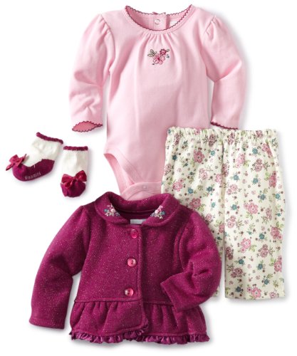 Vita Monthsins Baby-Boys Newborn 3 Piece Creeper Pant Set, Burgundy, 9 Months