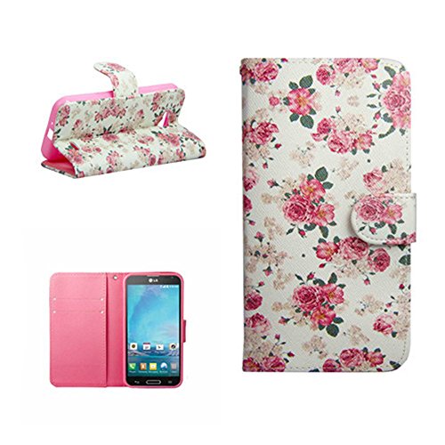 For LG L90 CASE,LG Optimus L90 Case,M.Jvisun Colored PU Synthetic Leather Card Wallet Stand Flip Cover For LG Optimus L90 Case CASE -C-Pink Floral Credit Card Synthetic Leather Case