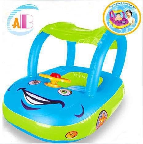 Creative Lovely Inflatable Baby Float Seat Boat Swimming Pool Tube Ring Car Kid Boat (Color randomly send)