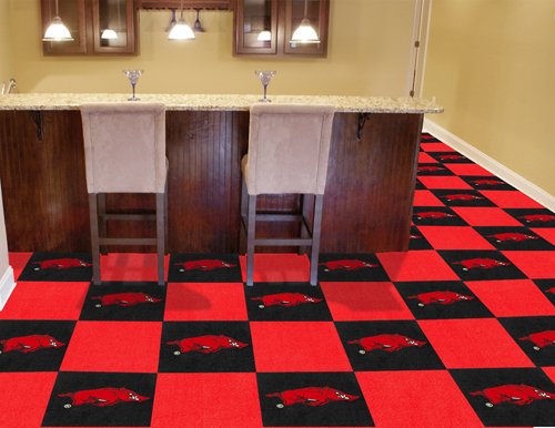 University of Arkansas Razorback Rubber Backed Carpet Tiles Modular Flooring