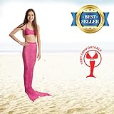 Tendol™ 3 Pc Swimming Mermaid Tail, Monofin Compatible, For Children, High Quality (Pink, Medium)