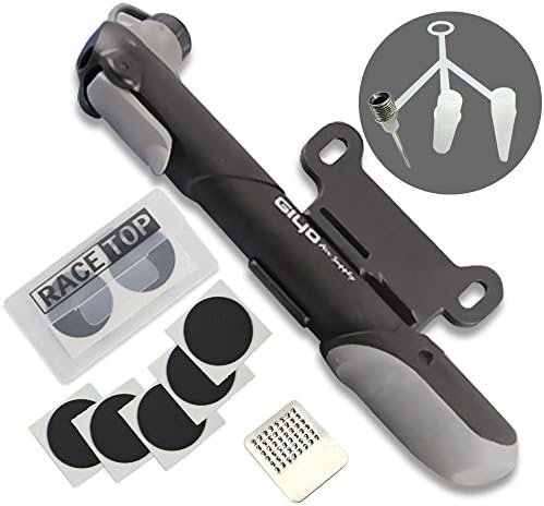 Ultra Lightweight Mini bike pump ,With Tire Patch Kit and Ball &amp; Balloon air Inflation Needles,Schrader and Presta Valves Compatible,balck,Good for Road, Mountain, BMX Bicycles ,Sports Balls