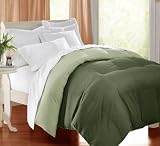 Blue Ridge Home Fashions TXL Microfiber Reversible Down Alternative Comforter, Twin Extra Long, Dark Olive / Sage