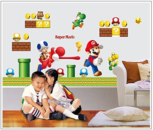 Removable Vinyl Large Wall Sticker for Kids Rooms Stickers Super Mario Cartoon Home Decor Decals Poster House Wall Stickers