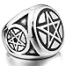 Men's Stainless Steel Ring Silver Black Pentacle Pentagram Round Signet Gothic